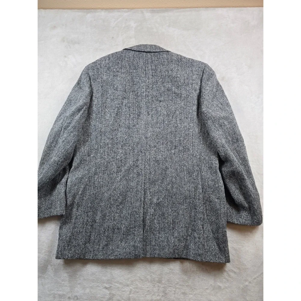 Brooks Brothers Harris Tweed Blazer Mens 44R Grey Wool Herringbone Fitzgerald
